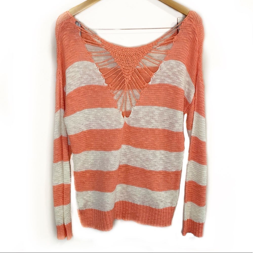 ⭐️Tobi Caught In Action Sweater Peach Stripe - Picture 5 of 8